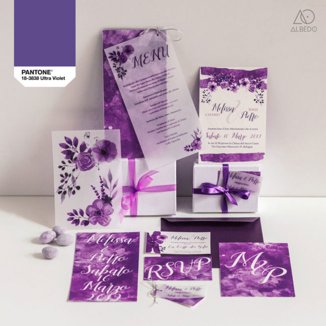 wedding stationery ultra violet