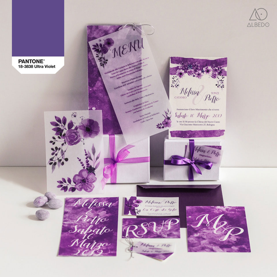 wedding stationery ultra violet