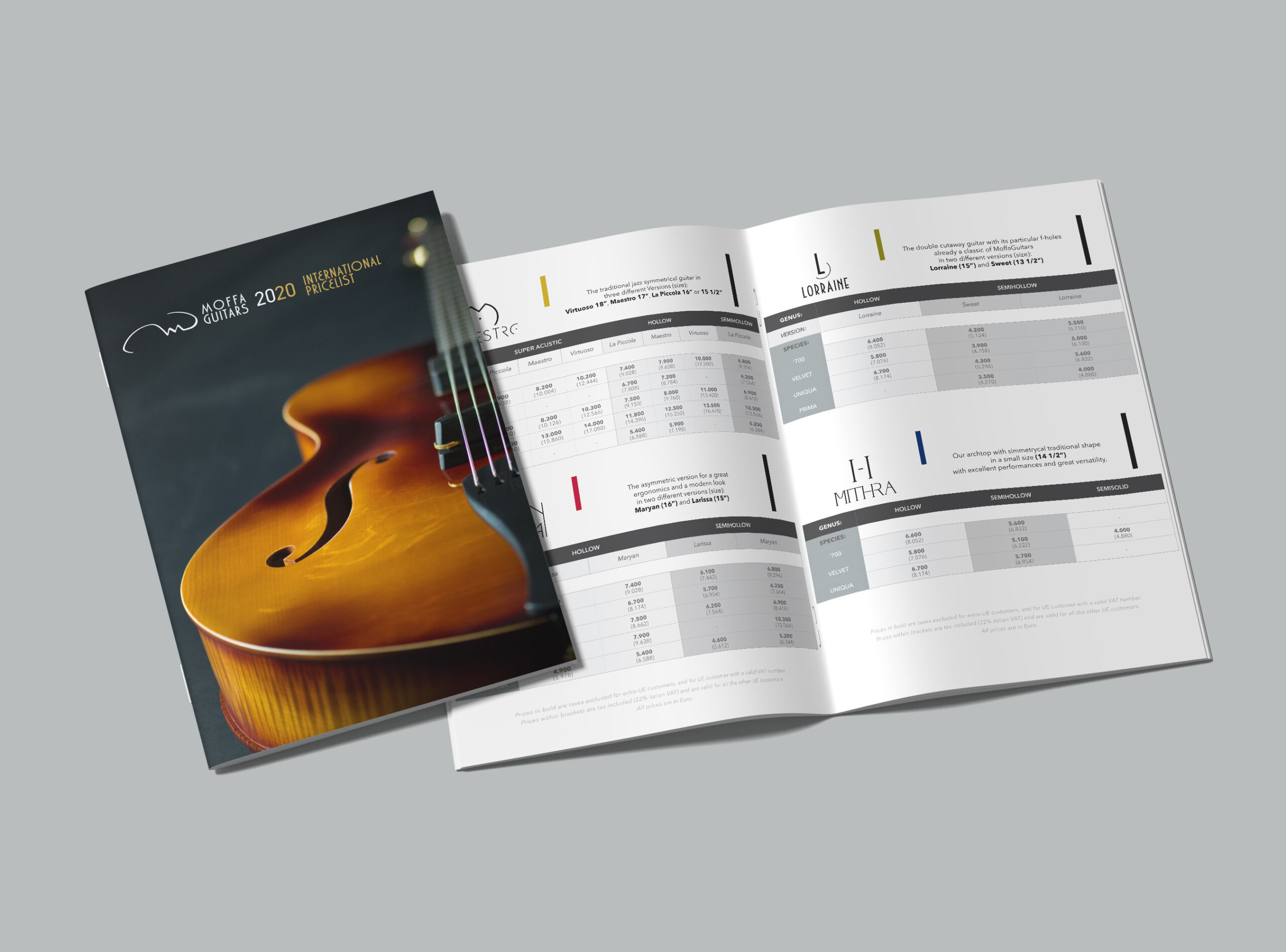 albedo realizzazione brand-identity moffa guitars pricelist