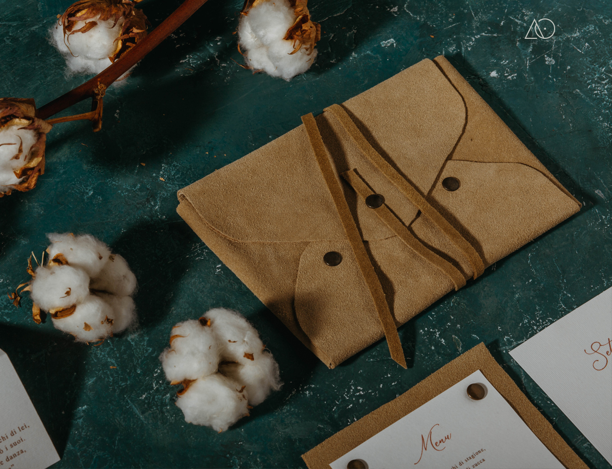albedo partecipazione di matrimonio cotone busta camoscio