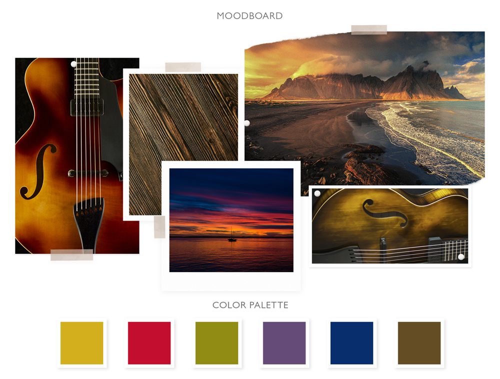 albedo realizzazione brand-identity moffa guitars palette moodboard